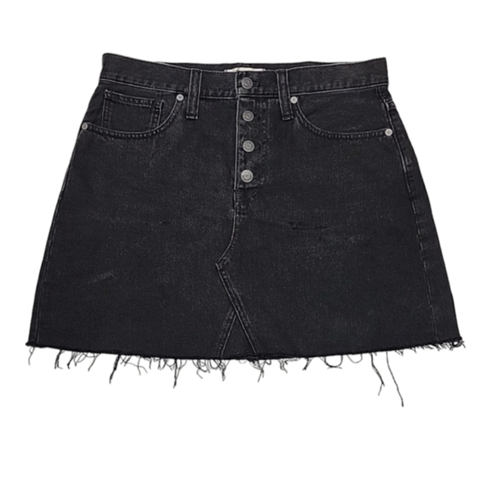 Madewell Women's Ridgid‎ Denim A- Line Skirt Black Button Fly Size 29